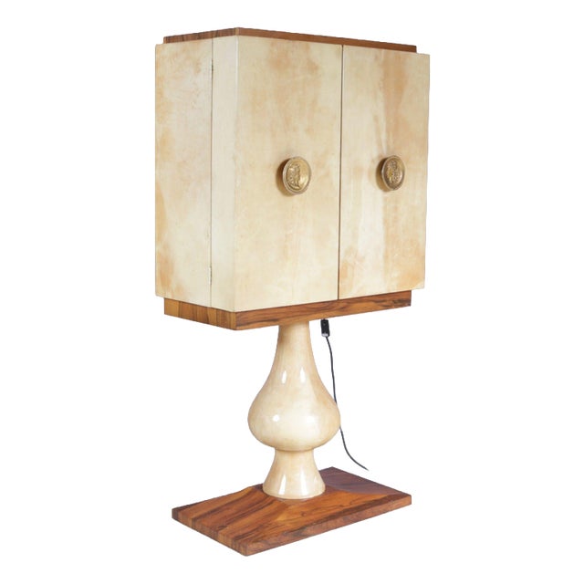 Italian Goatskin Bar Cabinet on Pedestal Base from Aldo Tura, 1960s For Sale
