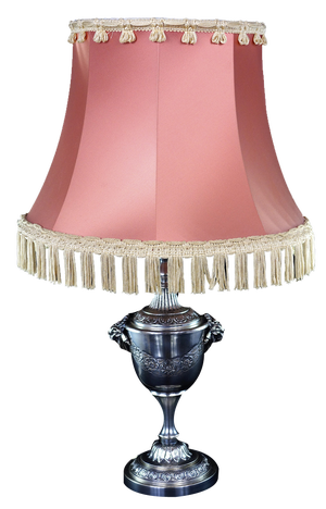 Art Deco Silvered Goats Rose Table Lamp with Pink Silk Lampshade, 1930s