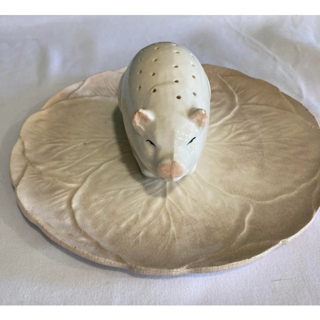 Vintage Majolica Pig Ceramic Canape Plate For Sale - Image 4 of 9