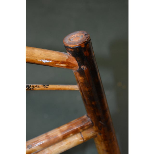 Chestnut 1980s Burnt Bamboo Curved Top Wall Shelf / Rack For Sale - Image 8 of 17