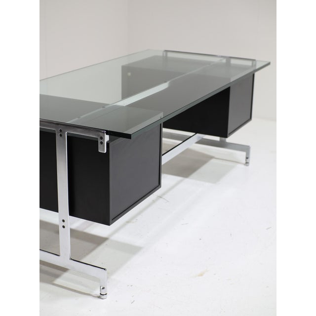 Desk in Black Wood and Chrome Glass by Preben Fabricius and Jørgen Kastholm for Kill International, Germany, 1960s For Sale - Image 11 of 18