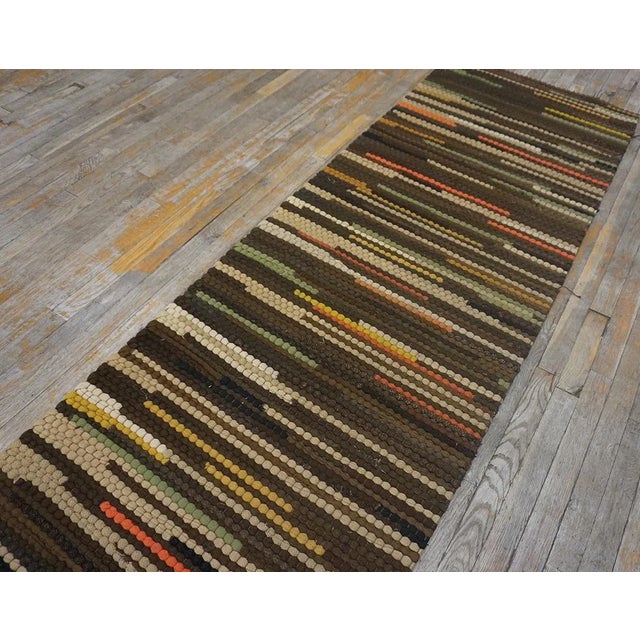 1930s 1930s Multicolor Stripe Folk Art Antique American Braided Rug 2'9'' X 13' Wool Carpet Runner For Sale - Image 5 of 15