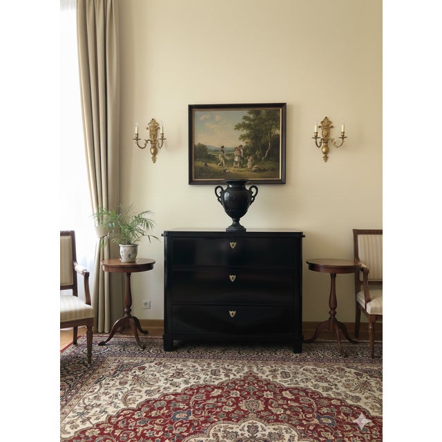 Biedermeier Chest of Drawers in Polished Blackened Wood For Sale - Image 11 of 12