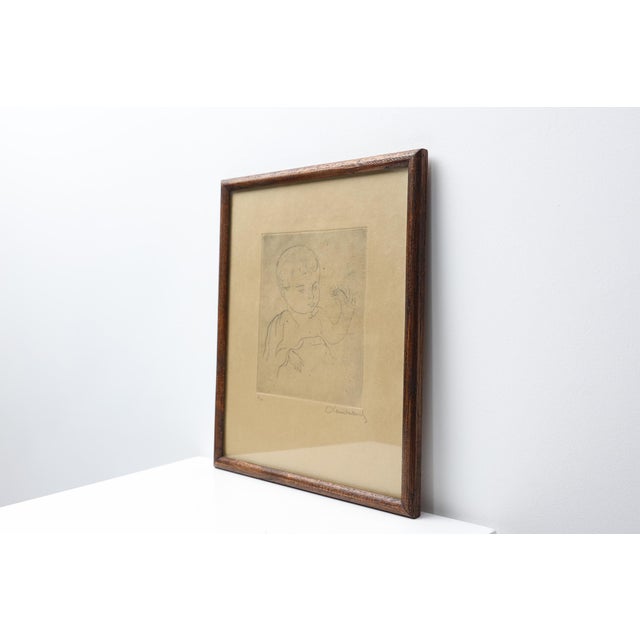 1920s AChild Holding a Flower 3/10, 1900, Drypoint Etching For Sale - Image 5 of 10