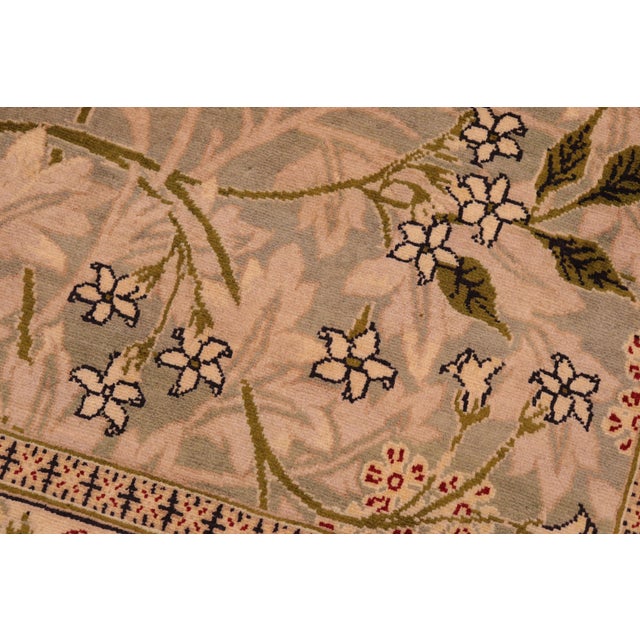 Shabby Chic Floral 1990's Pak-Persian Green/Beige Wool Rug - 6'2'' X 9'3'' For Sale - Image 4 of 9