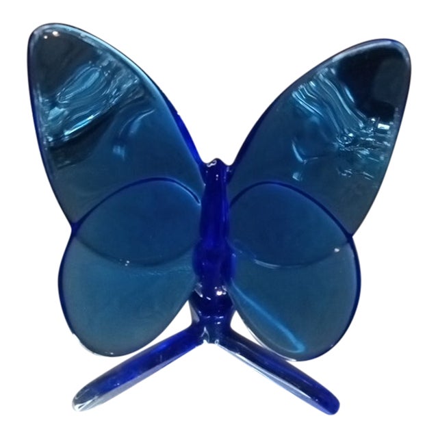 Stunning Baccarat France Papillon Lucky Blue Butterfly Designed by Evelyne Julie For Sale