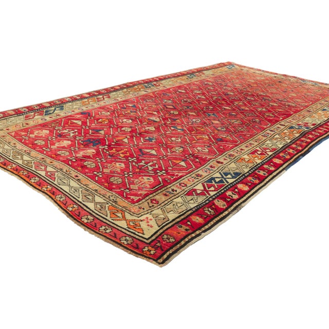 51554 Vintage Turkish Oushak Rug, 03'11 X 06'11. Emanating nomadic charm with incredible detail and texture, this hand...