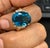 7 Carat Natural Blue Topaz and Diamond Cocktail Ring 14 Karat Yellow Gold Estate For Sale - Image 11 of 18