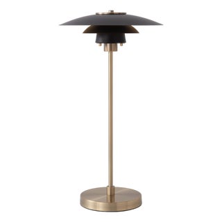 Rancho Mirage Table Lamp 29" H - Black/Gold Leaf Shade, Weathered Brass, Dimmable, Bulb Included For Sale