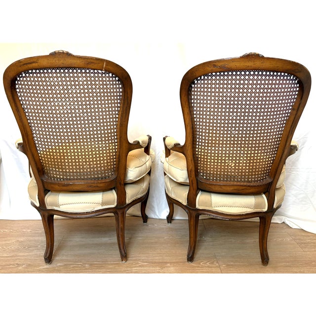 Mid 20th Century Classic French Bergère Chairs With Cane Backs - A Pair For Sale - Image 4 of 18
