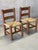 Mid-Century Modernist Wood and Rush Dining Chairs in the style of Charles Dudouyt, 1960s, Set of 2 For Sale - Image 4 of 16
