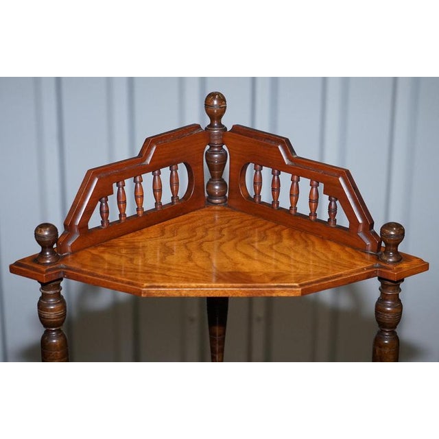 Victorian English Inlaid Burr Walnut Corner Whatnot Stand For Sale - Image 3 of 12