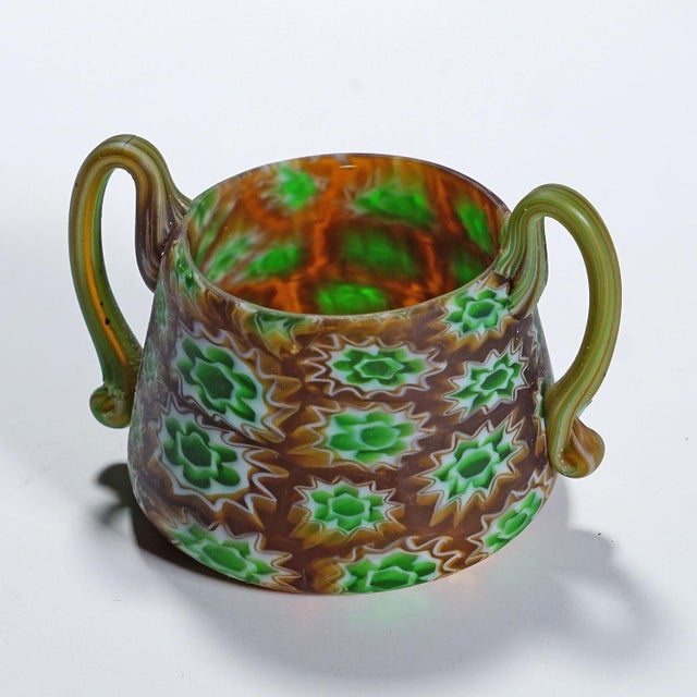 Antique Millefiori Bowl With Handles, Fratelli Toso Murano Ca. 1900s For Sale - Image 6 of 7