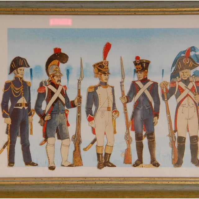 Campaign Vintage Napoleonic Military Costume Lithographs Collage Framed French Wall Art Set of 3 For Sale - Image 3 of 18