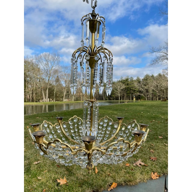Late 19th Century 8 Arm Fountain Cut Crystal Chandelier For Sale - Image 10 of 13