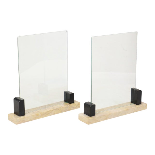 Art Deco Photo Frames in Black and Beige Marble, 1930s, Set of 2 For Sale - Image 13 of 18