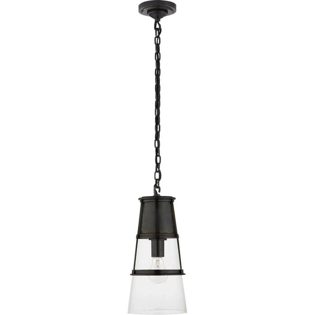 Robinson Medium Pendant in Bronze with Clear Glass Designer: Thomas O'Brien Canopy: 4.5" Round Mounting: Chain Shade...