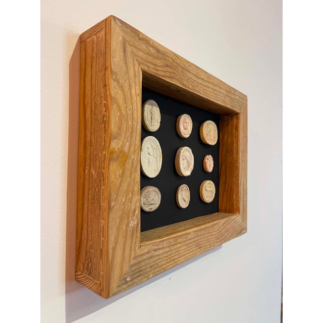 Late 19th Century Italian Plaster Intaglios in Reclaimed 1880s Pine Frame For Sale - Image 5 of 10