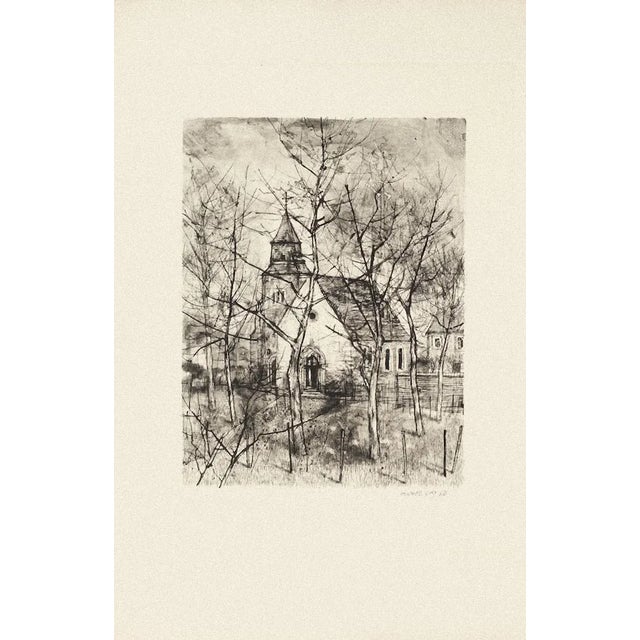 The Church is a black and white etching realized by the French artist Michel Ciry in 1964. Signed and dated on the lower...