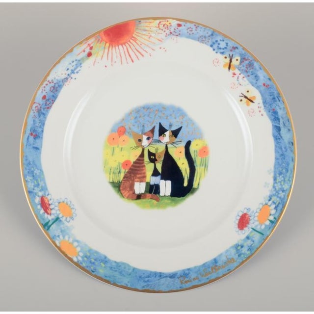 Dinner Plates with Cat Motifs by Rosina Wachtmeister for Goebel, Germany, Set of 6 For Sale - Image 6 of 10