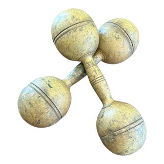 Antique Victorian Turn-of-the-Century Wooden Dumbbells - Pair For Sale