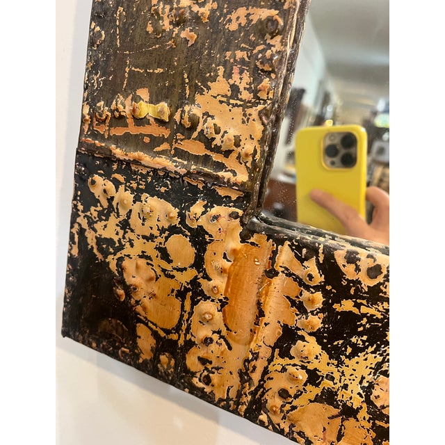 Art Deco Ogt Recycled Antique Ceiling Tin Tile Mirror For Sale - Image 3 of 7