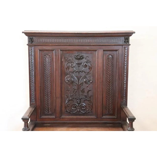 Wood Late 19th Century Carved Walnut Bench For Sale - Image 7 of 12