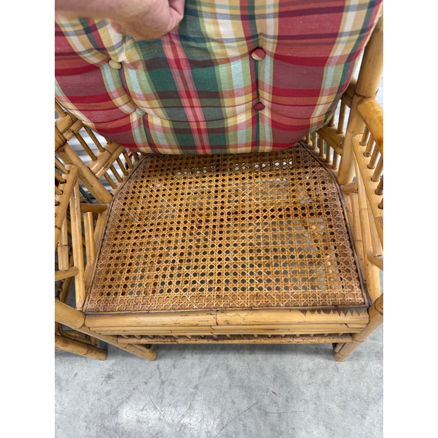 Khaki Fantastic Set of 6 Brighton Chinese Chippendale Hollywood Regency Bamboo Chairs For Sale - Image 8 of 10
