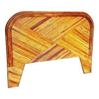 Coastal Arched Pencil Reed Queen Headboard For Sale