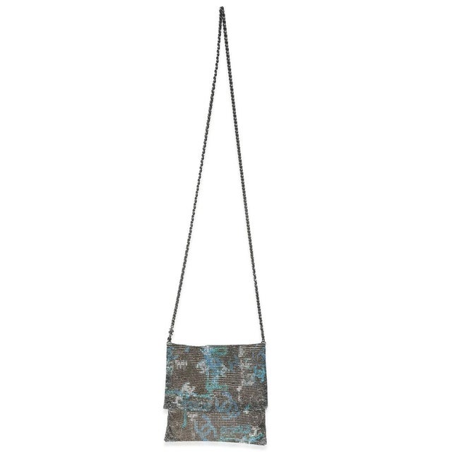Blue Silver Blue Graffiti CC Chainmail Flap Bag For Sale - Image 8 of 9