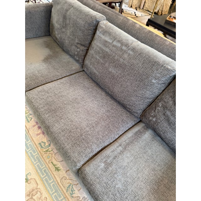 Gray Contemporary Track Arm Sofa, Gray Velvet For Sale - Image 8 of 12