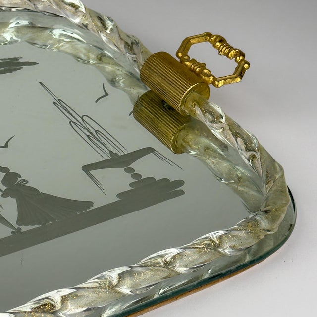 Vintage Venetian Murano Glass Mirror Tray, Italy, 1950s For Sale - Image 4 of 16