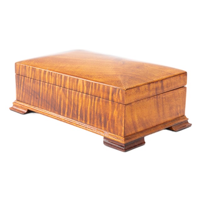 Art Deco Cherry Wood Jewelry Box, 1920s For Sale