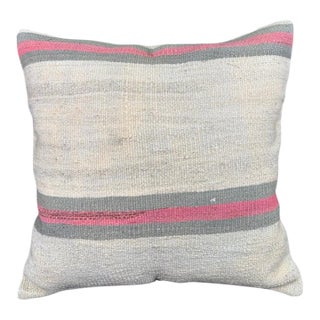 Turkish Hemp Pillow Cushion Natural Beige Pink Pillow Cushion Cover 24"x24" For Sale