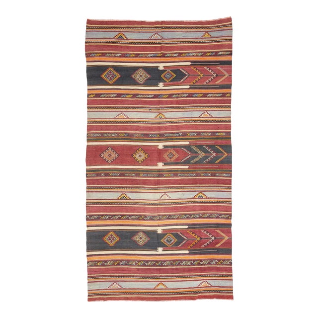 Vintage Handwoven Turkish Kilim Rug For Sale