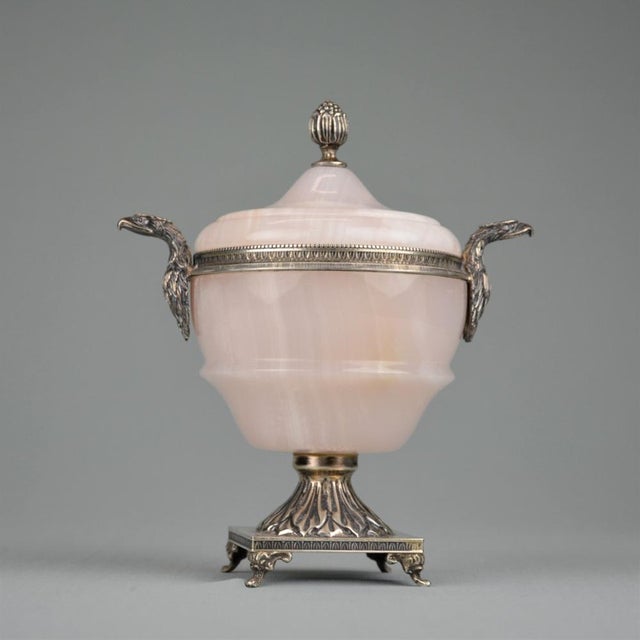 Antique French Silver Onyx Sugar Bowl, 1920s For Sale - Image 4 of 11
