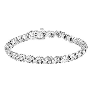 10K White Gold 1 1/2 Cttw Diamond Alternating Diamond and X-Link 7.5" Tennis Bracelet (H-I Color, I2-I3 Clarity) For Sale