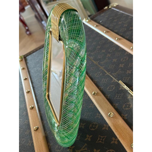 Glass Green and Yellow Filigree Murano Glass Photo Frame, 2000s For Sale - Image 7 of 11