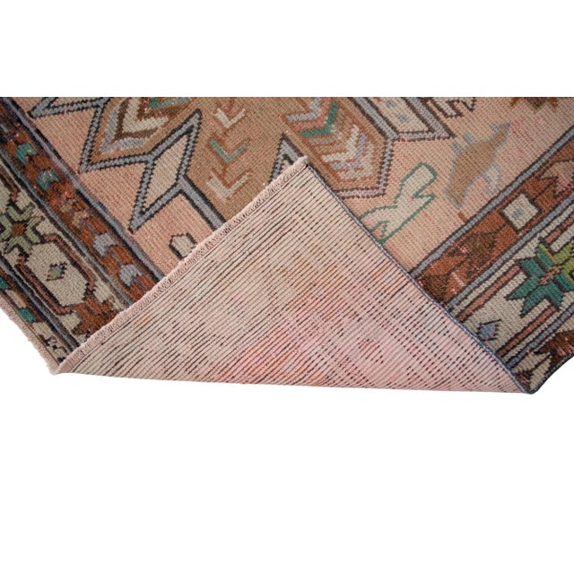 Distressed Turkish Rug Hand Knotted Vintage Oushak Area Rug - 4′ × 6′10″ For Sale - Image 13 of 13