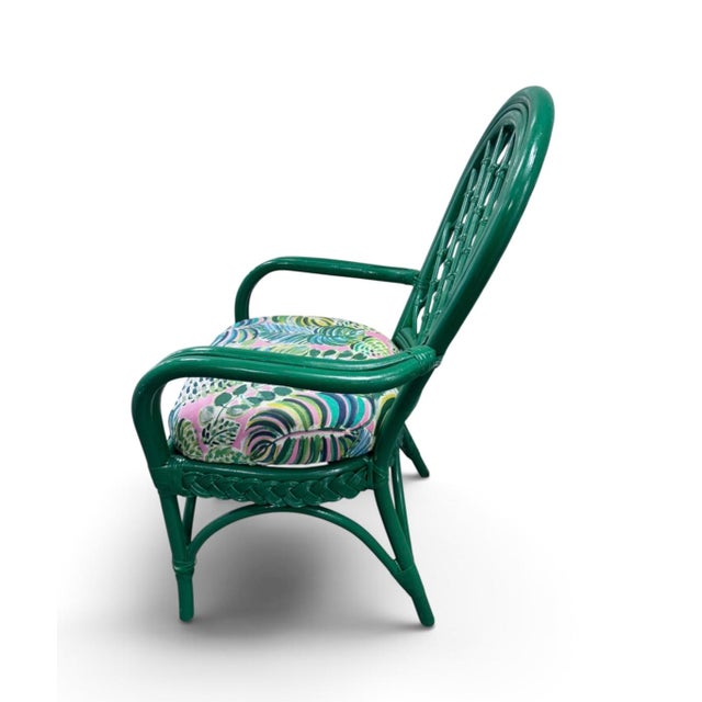 Ficks Reed Mid 20th Century Green Bamboo Chairs - A Pair For Sale - Image 4 of 12