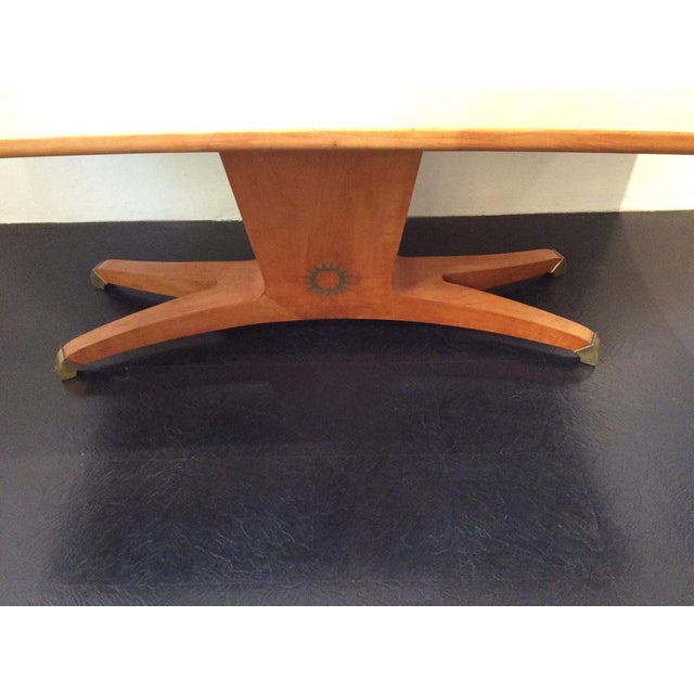 Italian Table in Brass and Cherry, 1950s, in Flawless conditions. Designed 1950 to 1959