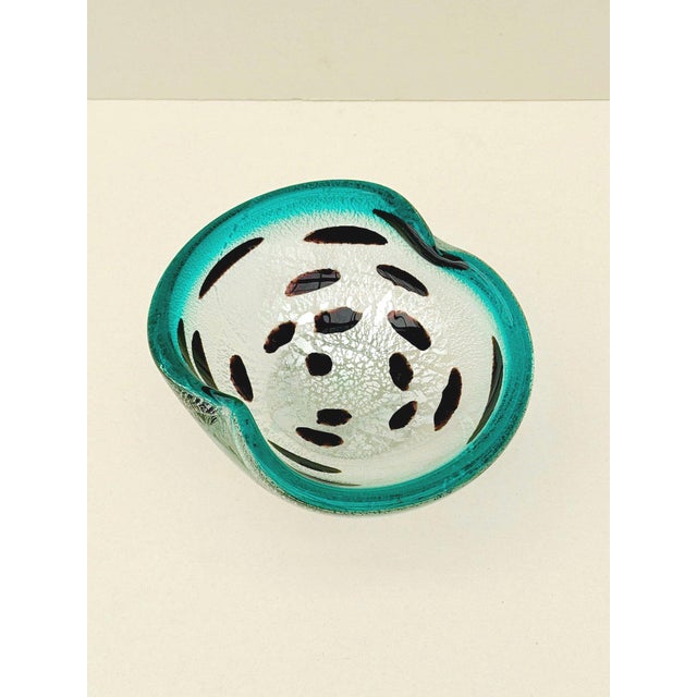 Murano Blown Glass Trinket Dish with Silver Inlays from Vetri Murano, Italy, 1960, in Very Good conditions. Designed 1960...