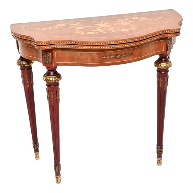Antique French Inlaid Console Table, 1950 For Sale