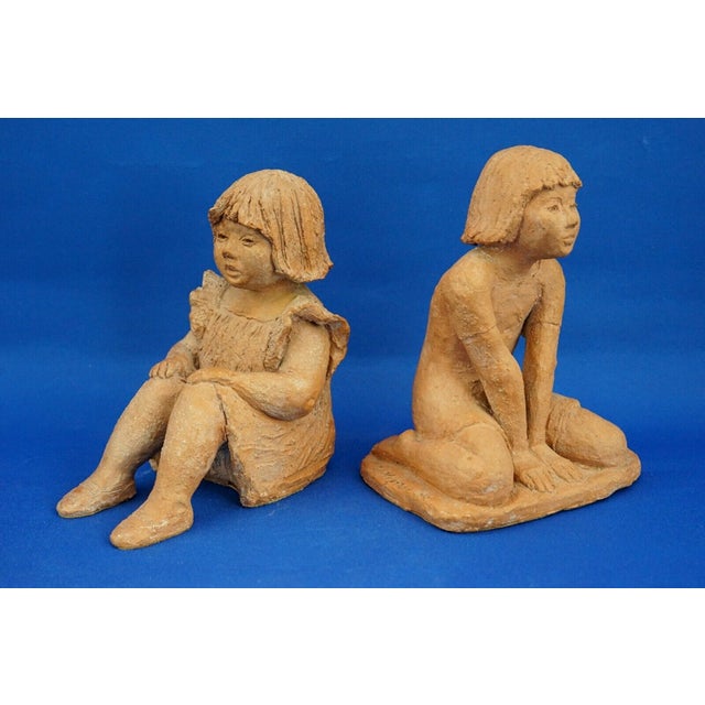 Brown Terracotta Sculptures of Girls by Rosetta Calligaris, 1996, Set of 2 For Sale - Image 8 of 18