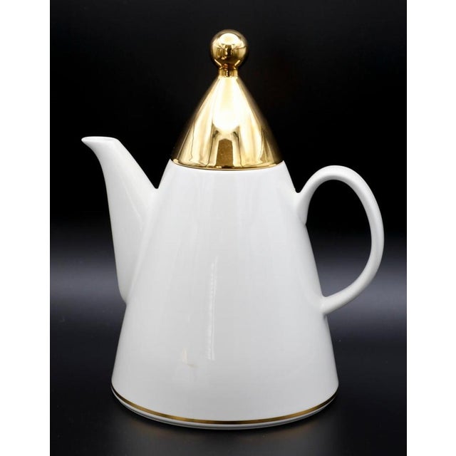 Postmodern 1980s Postmodern Harlekin Gold Arabia Finland Coffee, Sugar Bowl & Creamer For Sale - Image 3 of 6