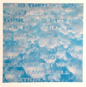 Fred Fehlau, Large Sky Blue Color Iris Print Text Based Conceptual Muse X LA Artist 1 of 2 B, 1991