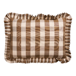 Schumacher Camden Cotton Check Lumbar Pillow In Mocha