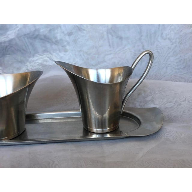 1960s Selandia Designs Mid Century Modern Stainless Steel Sugar Creamer Set For Sale - Image 5 of 13