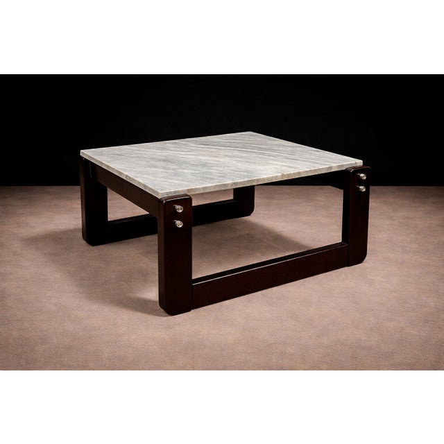 Gray Side Table in Hardwood & Marble, Percival Lafer, 1970s For Sale - Image 8 of 9