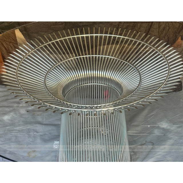 Metal Mid-Century Modern Nickel and Glass Dining Table Attributed to Warren Platner for Knoll For Sale - Image 7 of 8